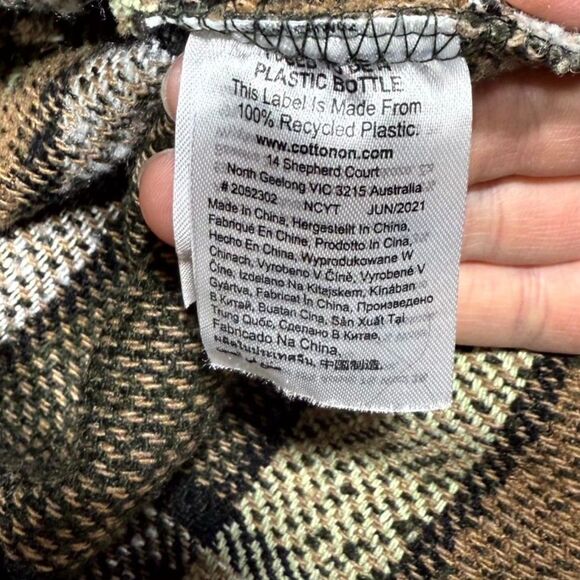 Cotton:‎ On Mens 70$ Khaki Winter Check Fleece Overcoat Size M NEW - Picture 12 of 14